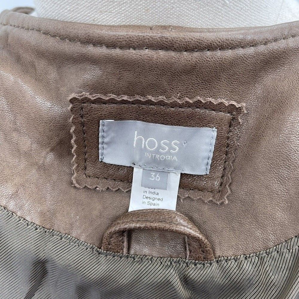 Hoss Intropia Designer LAMB LEATHER brown biker jacket EU 36 bomber - Picture 6 of 10